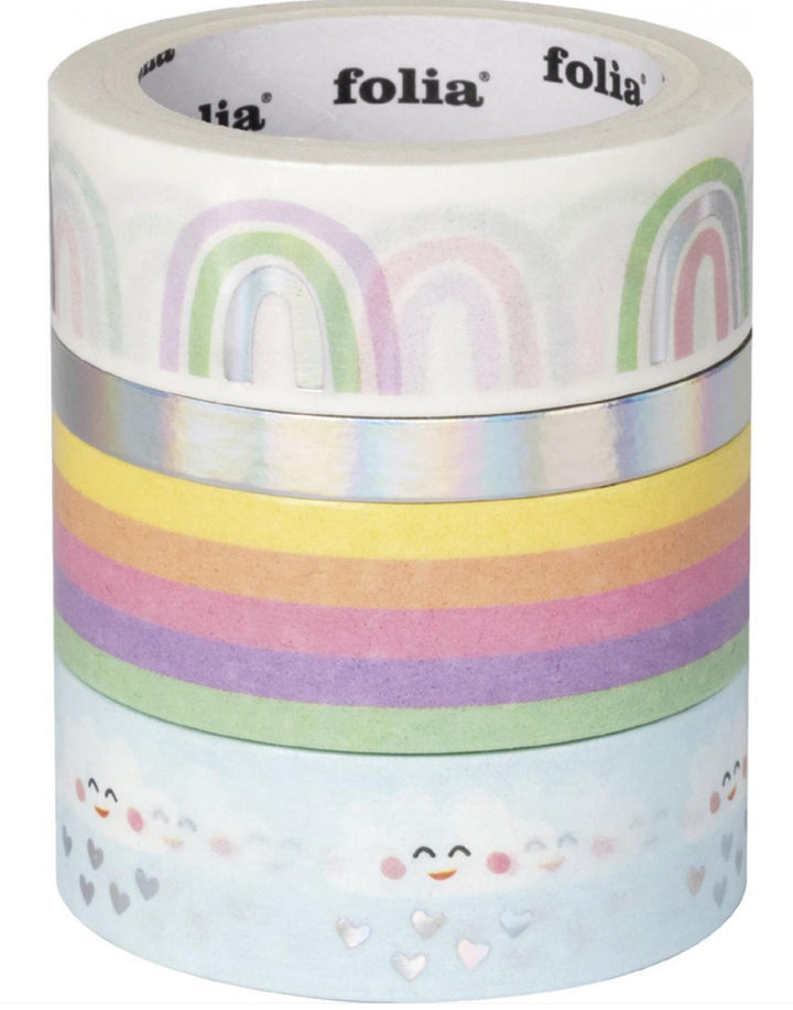 Washi Tape 4er Set 3x15mm x 5m +1x 5mm x 5m Rolle