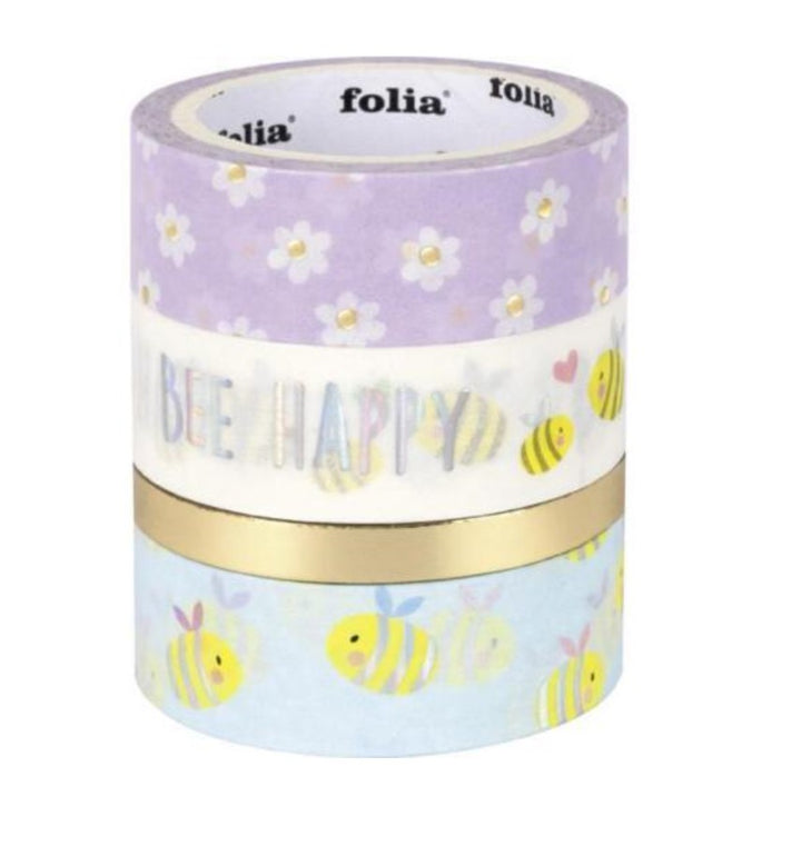 Washi Tape 4er Set 3x15mm x 5m +1x 5mm x 5m Rolle