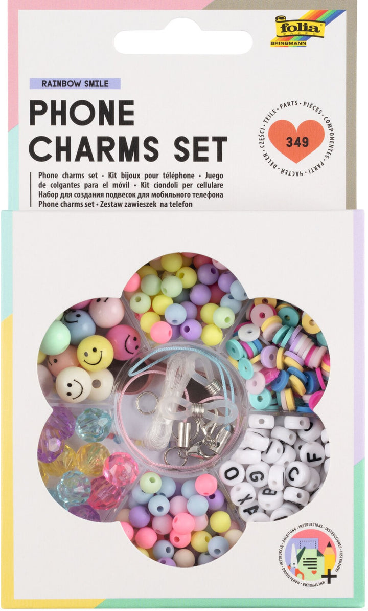 Phone Charms Perlen Set  Rainbow Smile Folia