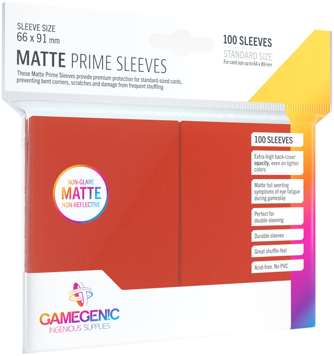 Gamegenic - Matte Prime - Kartenhüllen - Standardgröße (100) - Rot - Red
