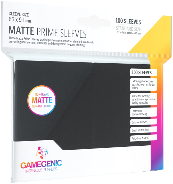 Gamegenic - Matte Prime - Kartenhüllen - Standardgröße (100) - Schwarz - Black