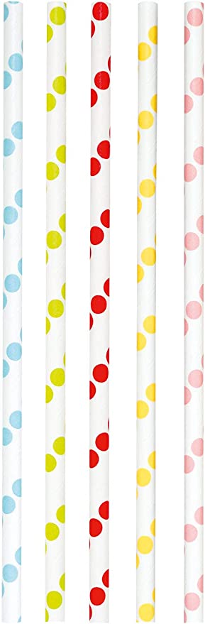 Papierstrohhalme Bold Dots, ca. 19,7 cm lang, Ø 6mm, 25 bedruckte Strohhalme aus Papier, umweltfreundlich, lebensmittelecht, zum Trinken, Basteln und Dekorieren