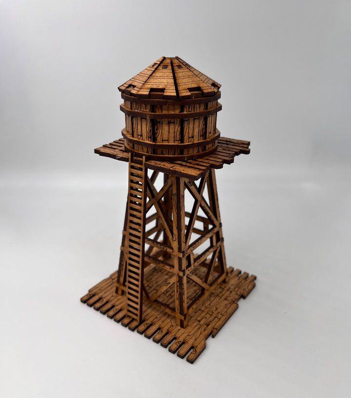 Wild West Wasserturm - kompatibel mit Miniaturen im Maßstab 28mm bis 34mm - Maßstab 1:56 - Boneshop - Lasercut Bausatz mit Anleitung
