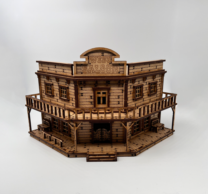 Wild West Saloon & Möbel - kompatibel mit Miniaturen im Maßstab 28mm bis 34mm - Maßstab 1:56 - Boneshop - Lasercut Bausatz mit Anleitung
