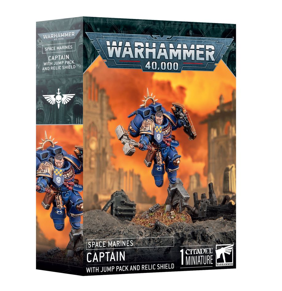 Space Marines: Captain with Jump Pack and Relic Shield (48-102) (Captain mit Sprungmodul und Ehrenschild)