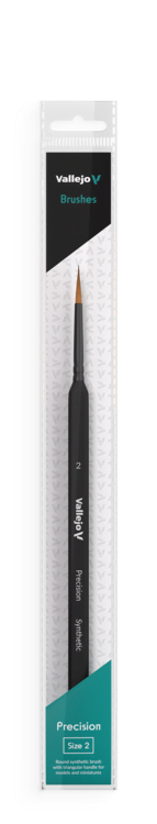 Vallejo - Precision - Round Synthetic Brush, Triangular Handle - Size 2
