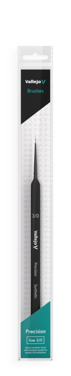 Vallejo - Precision - Round Synthetic Brush, Triangular Handle - Size 3/0