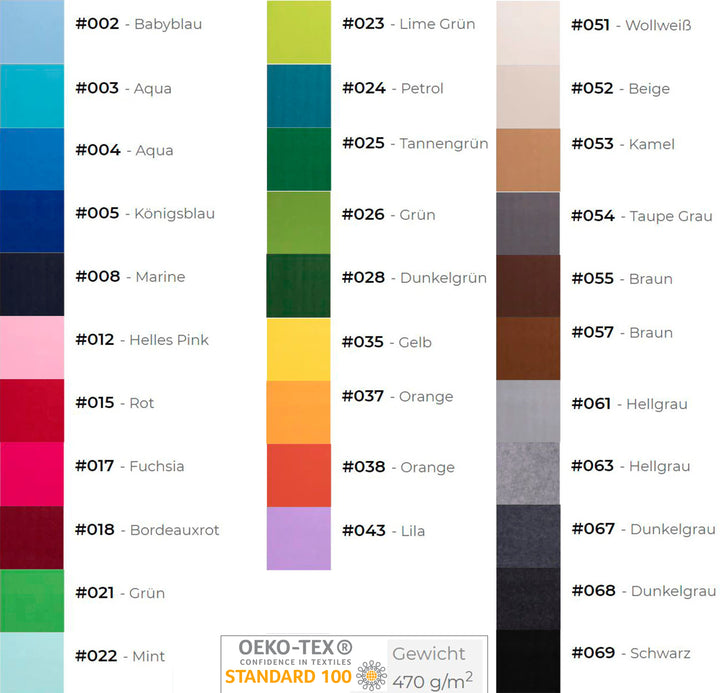 10er Set Filzbänder | Rohlinge 30x2,5x0,3cm | Arbeitsmaterial | Bänder für Schlüsselanhänger in 30 verschiedenen Farben | verschiedene Sets