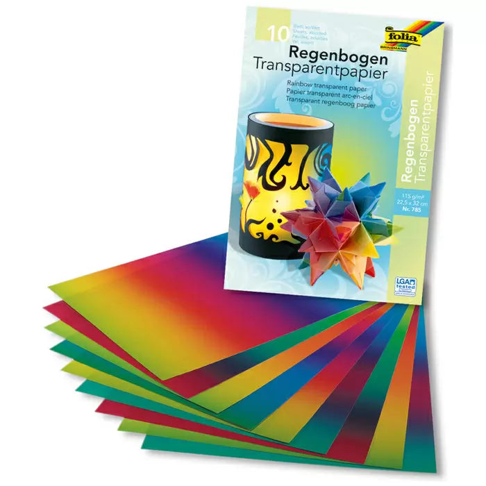 Regenbogen Transparentpapier 10 Blatt 22,5 x 32 cm Bastelpapiere