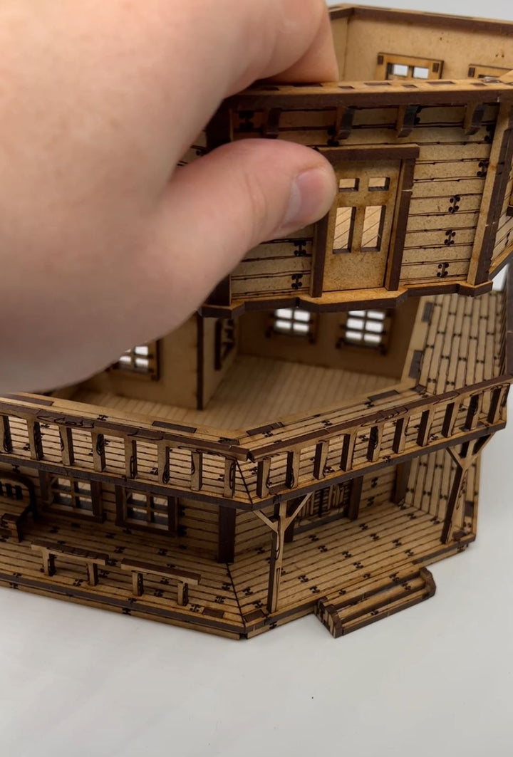 Wild West Saloon & Möbel - kompatibel mit Miniaturen im Maßstab 28mm bis 34mm - Maßstab 1:56 - Boneshop - Lasercut Bausatz mit Anleitung