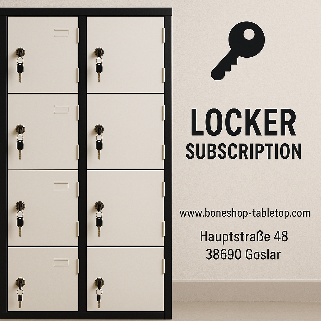 Boneshop Schließfach buchen – sichere Lagerung für Warhammer & Magic Karten