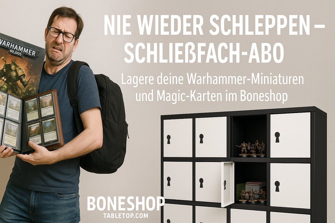 Boneshop Schließfach buchen – sichere Lagerung für Warhammer & Magic Karten
