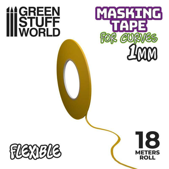 Green Stuff World - Flexible Masking Tape for Curves - 1mm - 18m lang