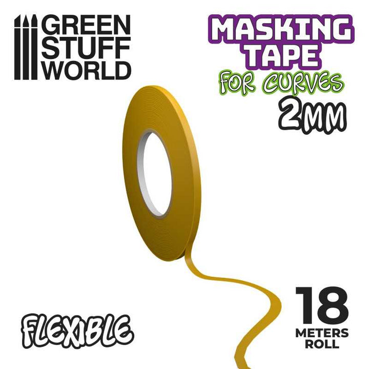 Green Stuff World - Flexible Masking Tape for Curves - 2mm - 18m lang