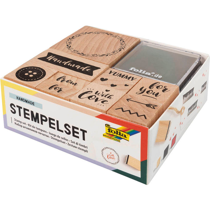 Stempelset mit 2 Stempelkissen verschiedene Motive