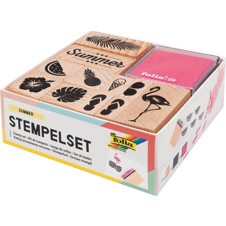 Stempelset mit 2 Stempelkissen verschiedene Motive