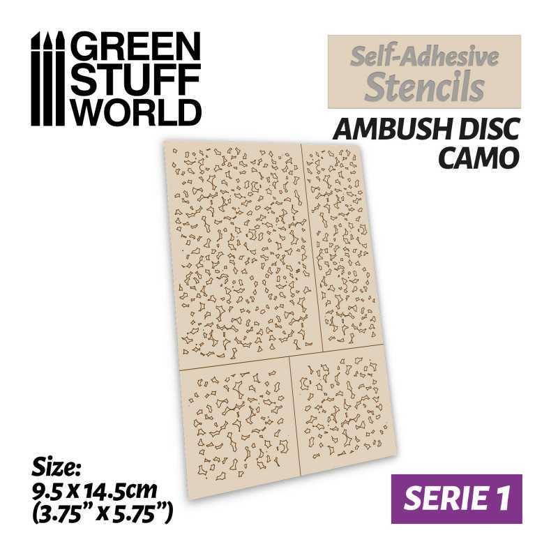Green Stuff World - Selbstklebende Schablonen - Hinterhalt Disc Camo - Self-adhesive stencils - Ambush Disc Camo