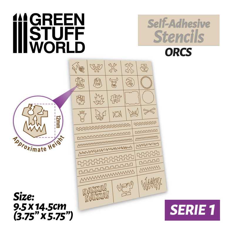 Green Stuff World - Selbstklebende Schablonen - Orks - Self-adhesive stencils - Orcs