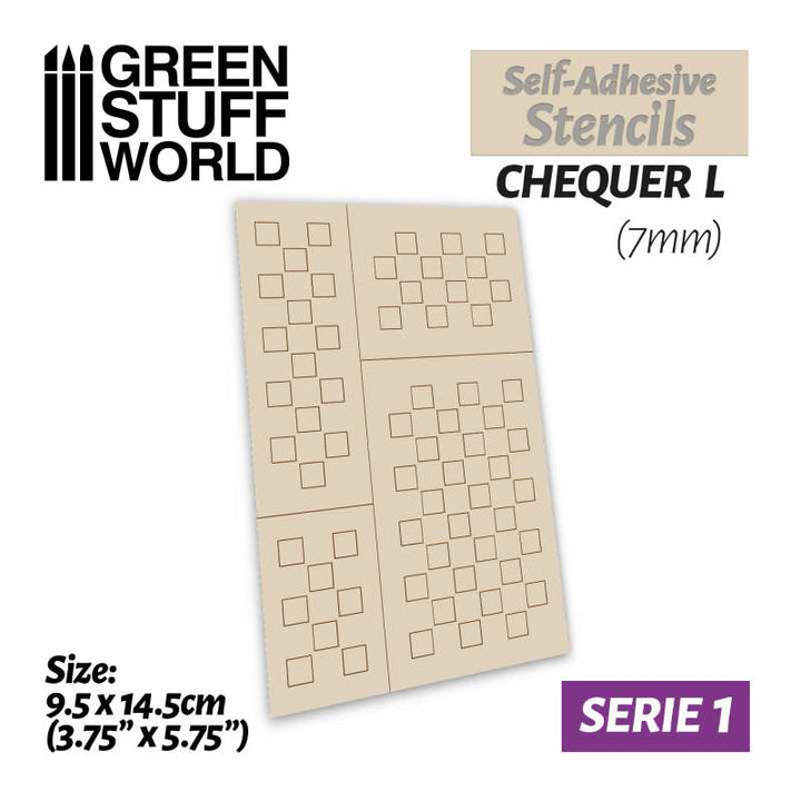 Green Stuff World - Selbstklebende Schablonen - Quadrate L - 7mm - Self-adhesive stencils - Chequer L - 7mm