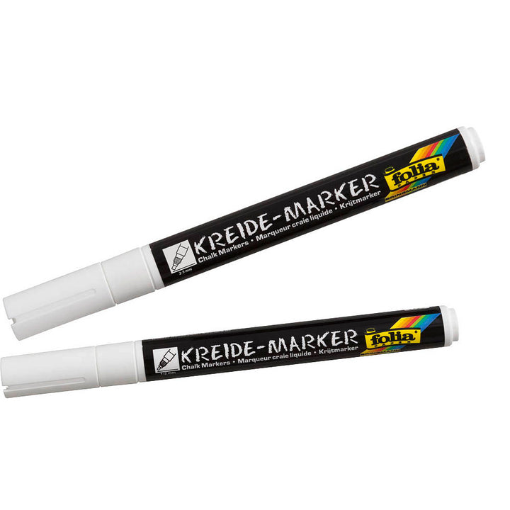 Kreidemarker Set 1-2mm + 2-5mm weiß Fenstermarker Rund und Keilspitze