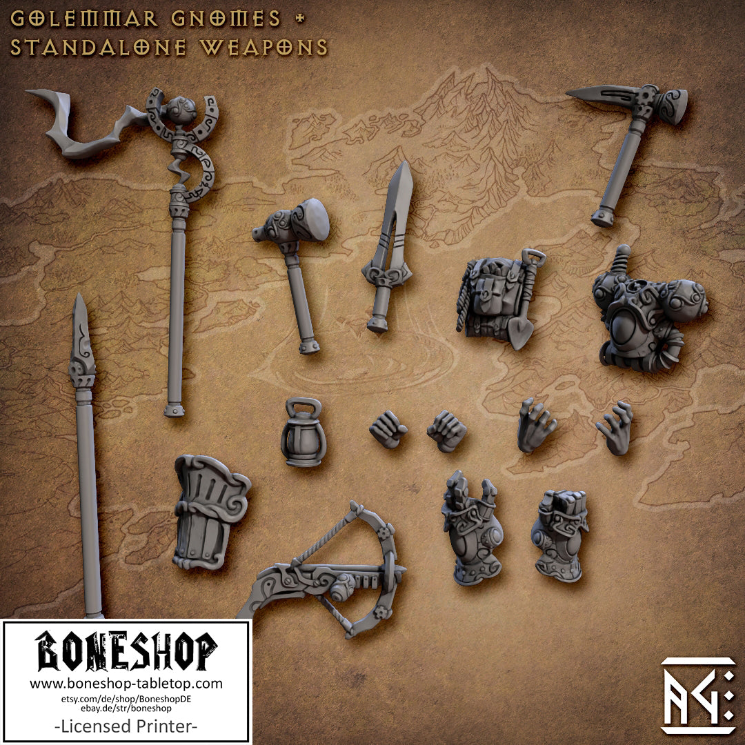 Golemmar Gnomes „Golemmar Weapons" 28mm-35mm | RPG | DnD | Boneshop