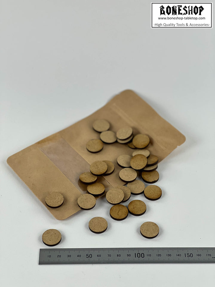 20mm Base Rund - 3mm stark - Set 10x - Blanko MDF Form - Boneshop