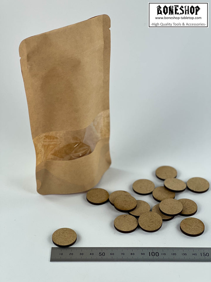 25mm Base Rund - 3mm stark - Set 10x - Blanko MDF Form - Boneshop