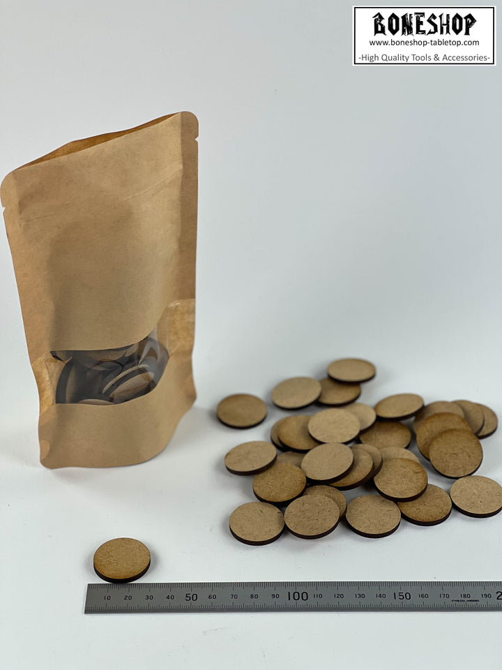 27mm Base Rund - 3mm stark - Set 10x - Blanko MDF Form - Boneshop