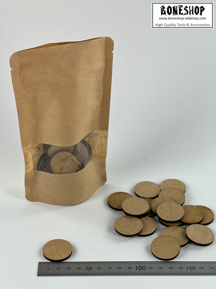 30mm Base Rund - 3mm stark - Set 10x - Blanko MDF Form - Boneshop