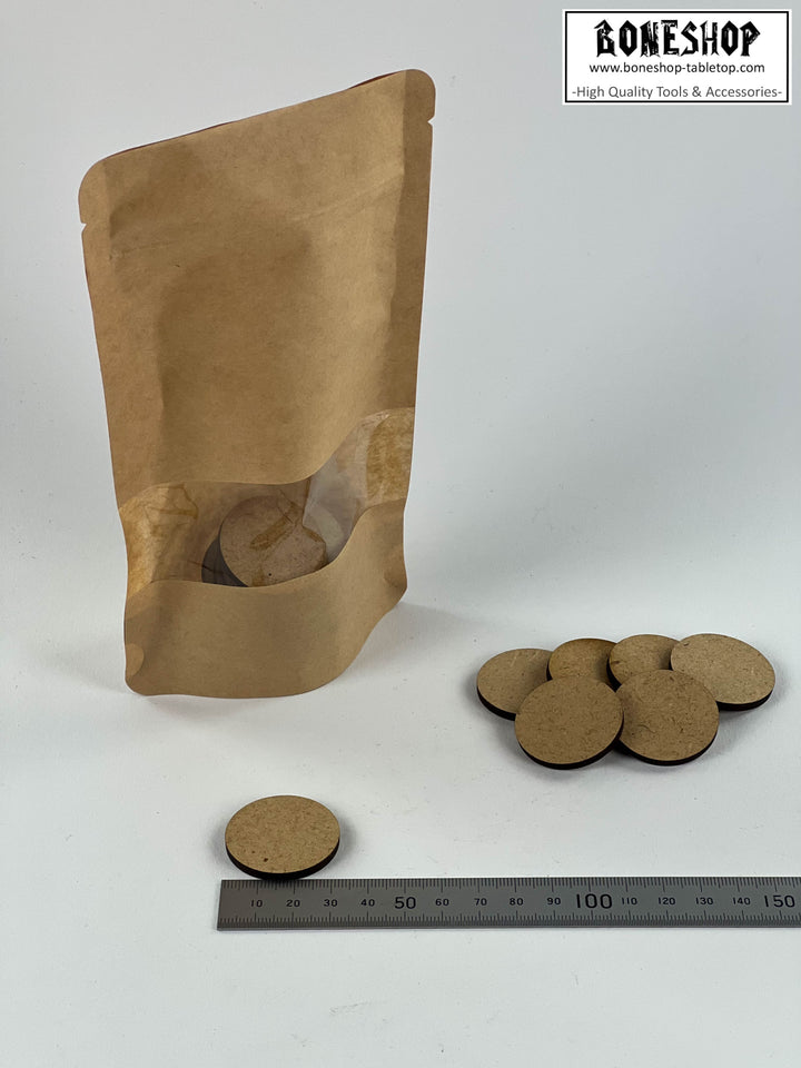32mm Base Rund - 3mm stark - Set 10x - Blanko MDF Form - Boneshop