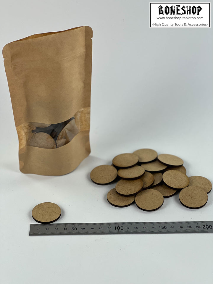 34mm Base Rund - 3mm stark - Set 10x - Blanko MDF Form - Boneshop