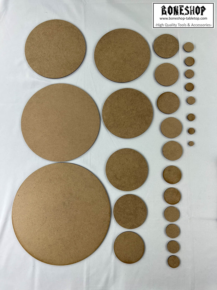 40mm Base Rund - 3mm stark - Set 5x - Blanko MDF Form - Boneshop
