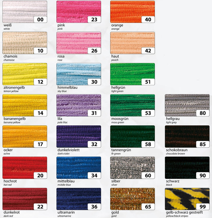 Chenilledraht Pfeifenputzer 5er oder 10er Set  Ø 8mm 50cm verschiedene Farben