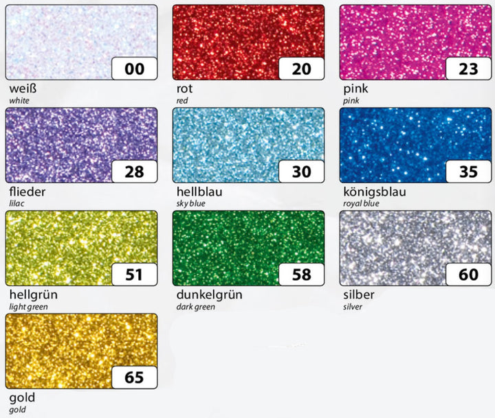 1 Bogen Glitter Moosgummi Schaumgummi selbstklebend 20x29cm