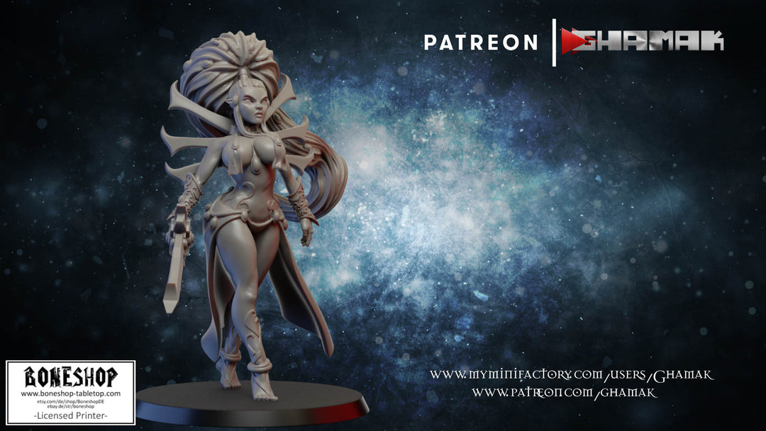 Amish Space „Space Elf Pin-Up" 28mm - 35mm | RPG | DnD | Tabletop | Boneshop