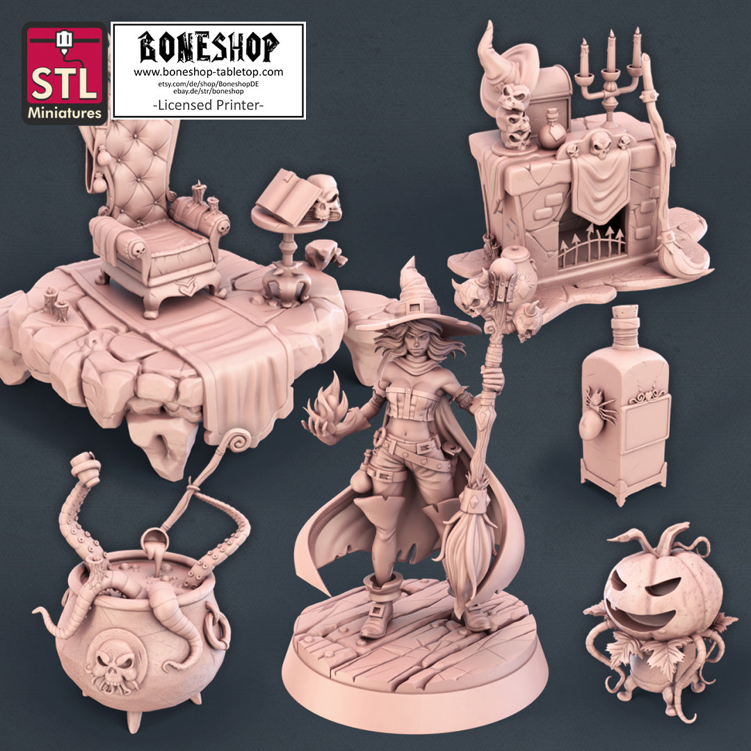 Witch „Witch Set" Stl Miniatures | 28mm - 35mm | RPG | DnD | Boneshop