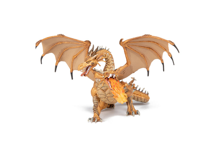 Mittelalter - Fantasy : Zweiköpfiger Drache Gold 19,5 cm (36019)