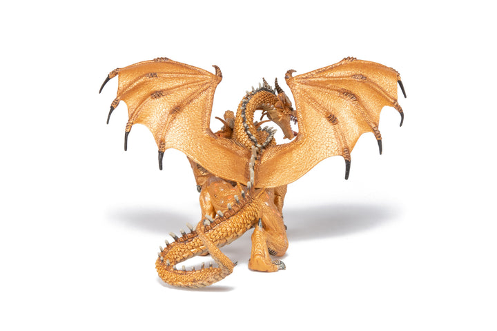 Mittelalter - Fantasy : Zweiköpfiger Drache Gold 19,5 cm (36019)