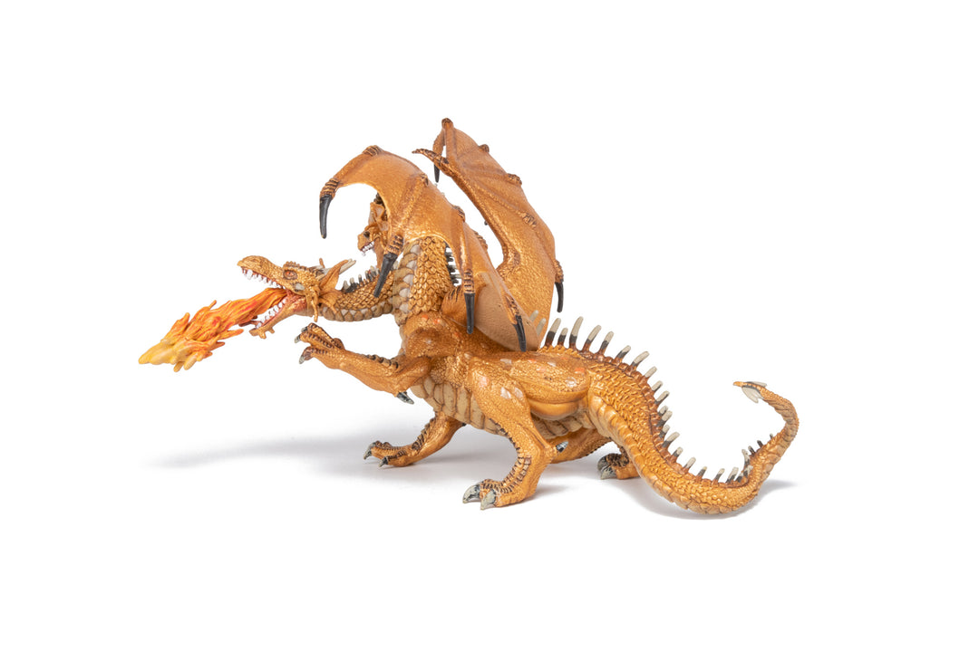 Mittelalter - Fantasy : Zweiköpfiger Drache Gold 19,5 cm (36019)