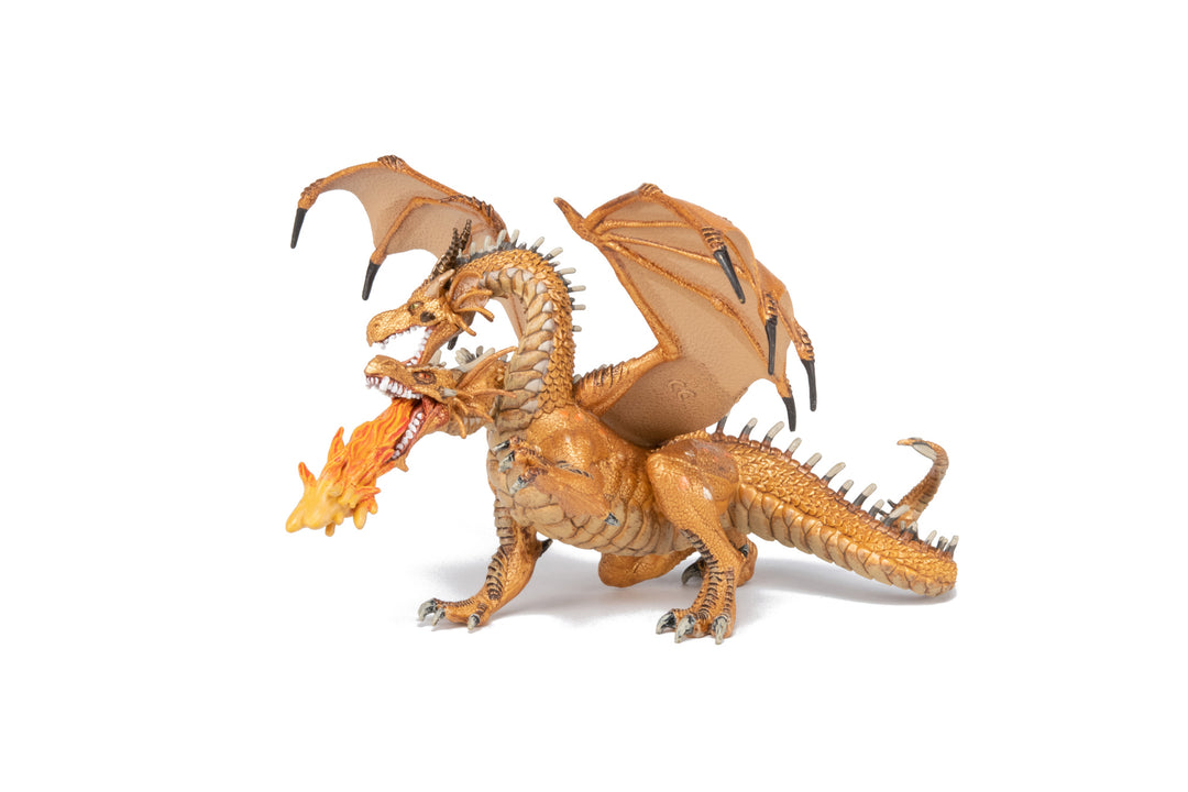 Mittelalter - Fantasy : Zweiköpfiger Drache Gold 19,5 cm (36019)