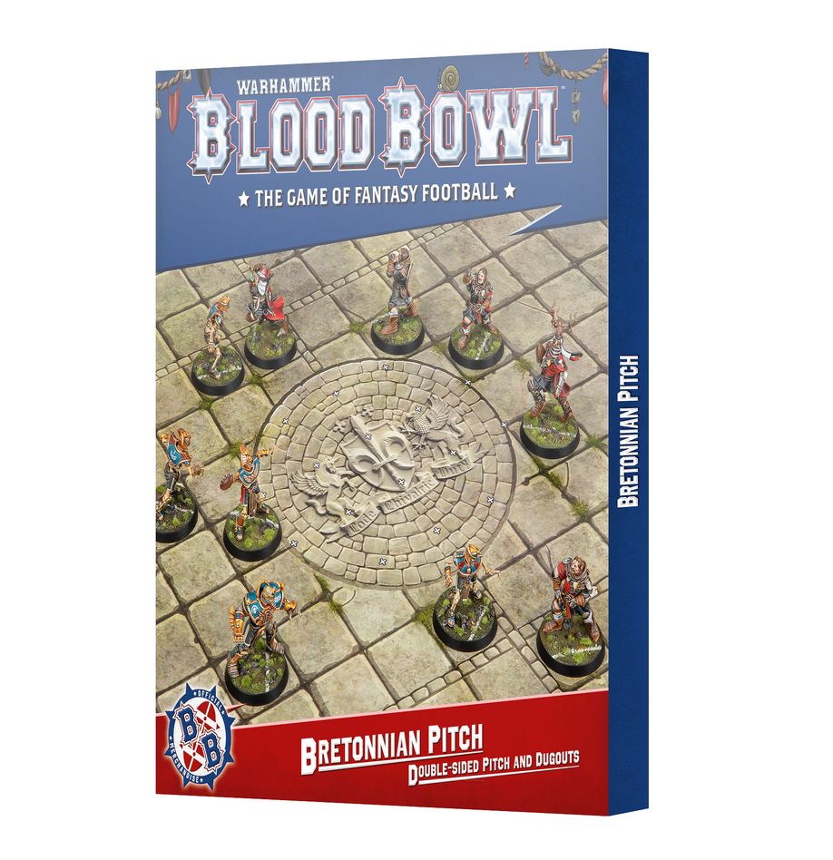 Blood Bowl: Bretonnian Pitch: Double-sided Pitch and Dugouts (202-61) (2025) (Bretonen-Team: Beidseitig bedrucktes Spielfeld und Reservebänke)