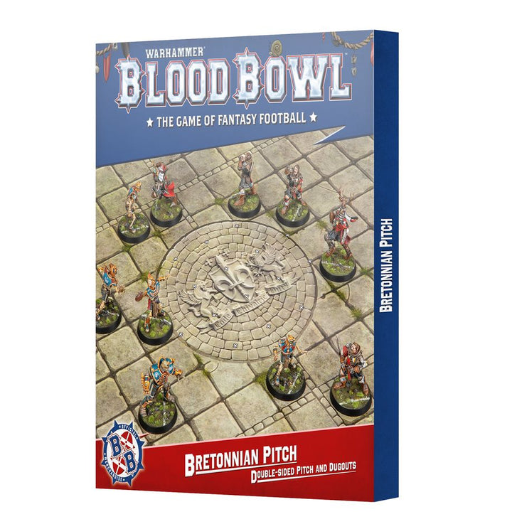 Blood Bowl: Bretonnian Pitch: Double-sided Pitch and Dugouts (202-61) (2025) (Bretonen-Team: Beidseitig bedrucktes Spielfeld und Reservebänke)