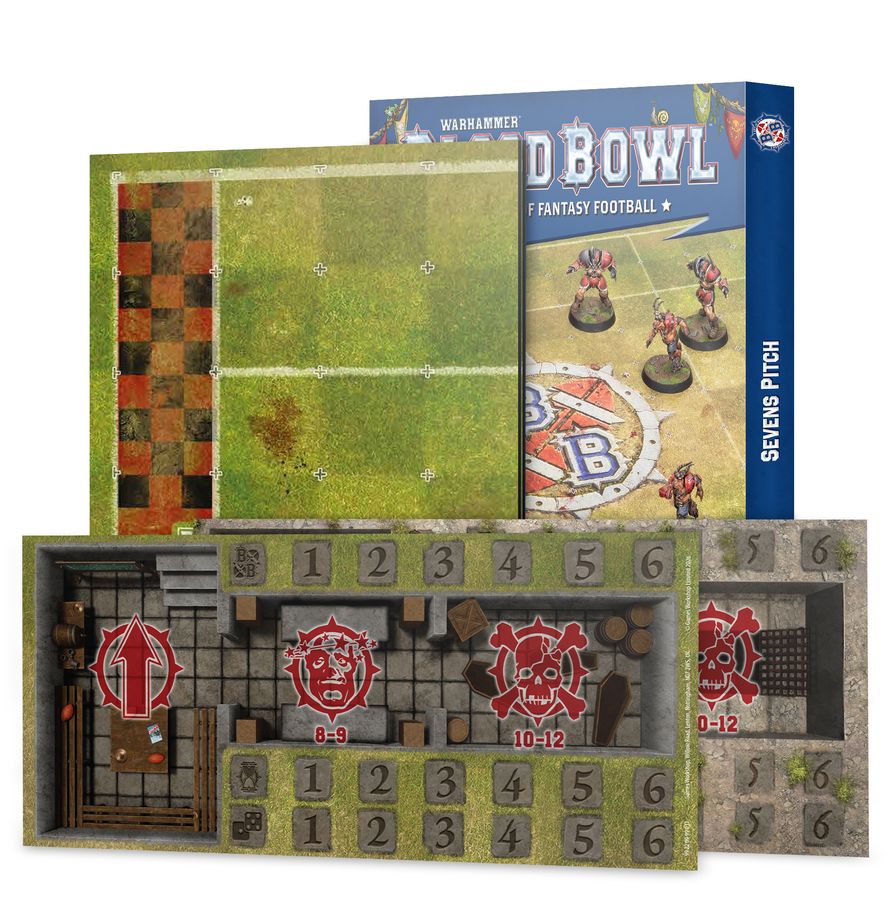 Sevens Pitch: Double-sided Pitch and Dugouts (202-70) (Sevens-Spielfeld: Beidseitig bedrucktes Spielfeld und Reservebänke)
