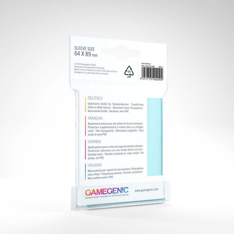 Gamegenic - Inner Sleeves - Card Sleeves - Standard Size (100) - Clear Boneshop Tabletop Gamegenic - Inner Sleeves - Card Sleeves - Standard Size (100) - Clear Boneshop Tabletop