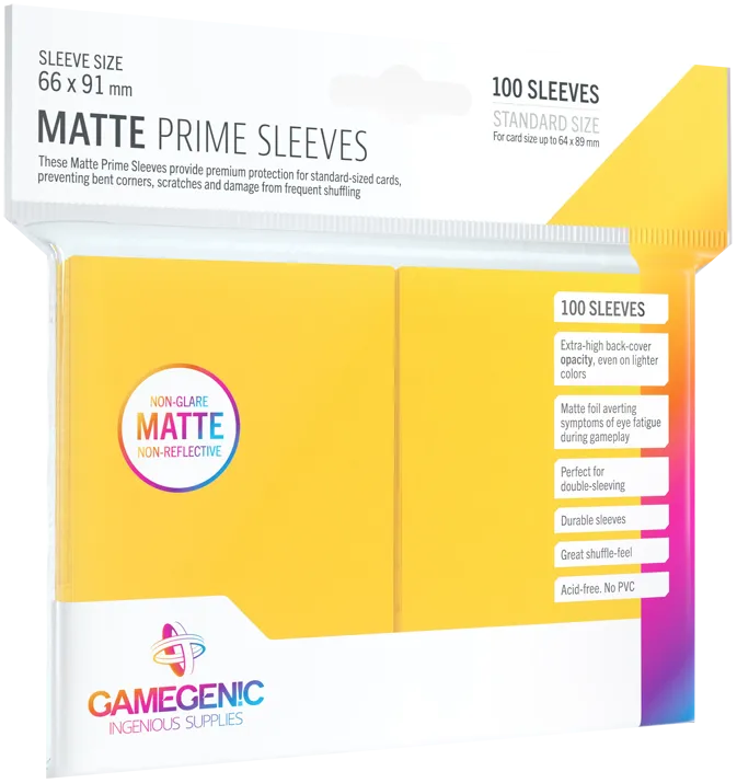 Gamegenic - Matte Prime - Kartenhüllen - Standardgröße (100) - Gelb - Yellow