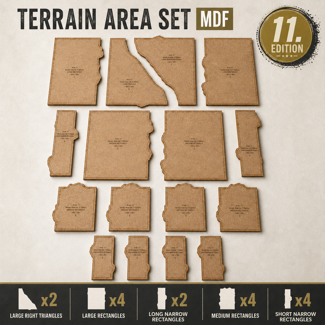 Terrain Area Set MDF – 16 Geländezonen aus 3 mm MDF für die 11. Edition