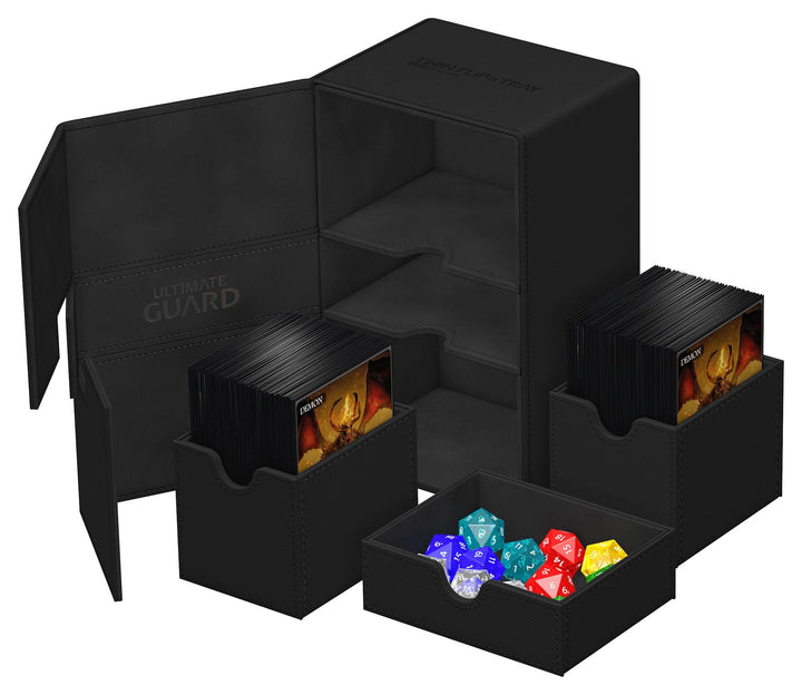 Ultimate Guard Twin Flip`n`Tray 160+ XenoSkin Monocolor Schwarz / Black