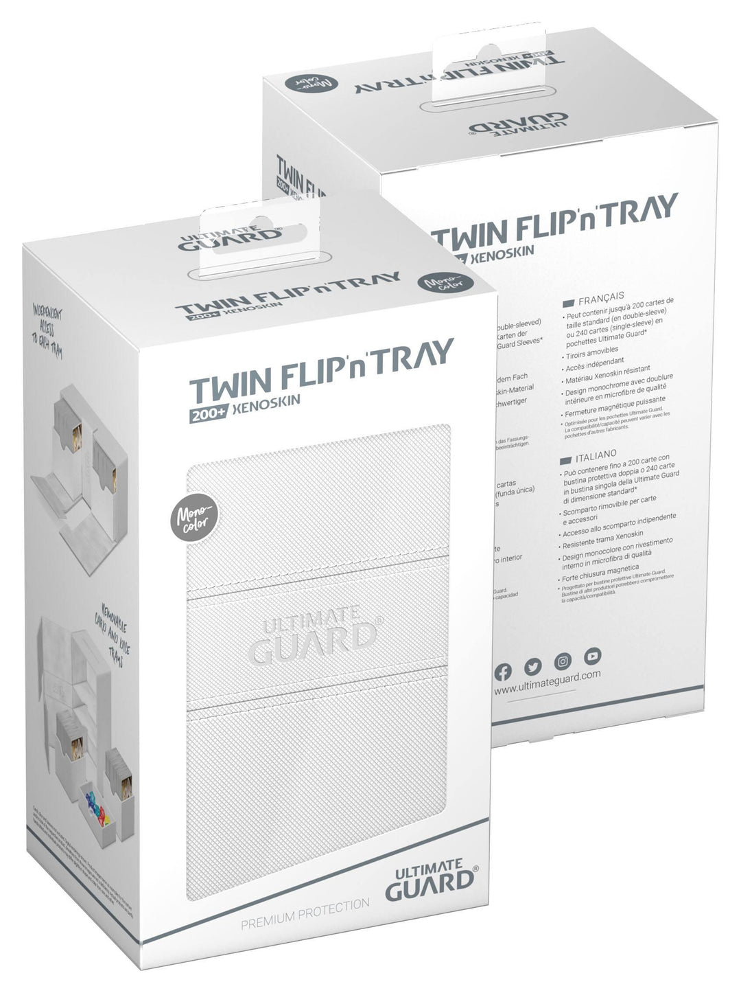 Ultimate Guard Twin Flip`n`Tray 200+ XenoSkin Monocolor Weiß / White