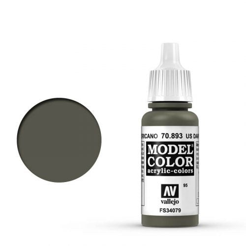 Vallejo Model Color: 095 Dunkelgrün USA (US Dark Green), 17 ml (893)