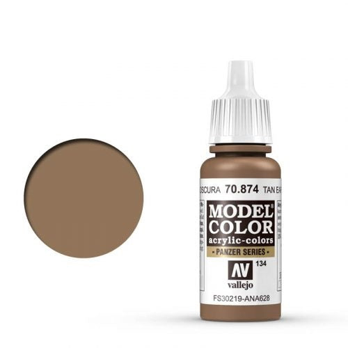 Vallejo Model Color: 134 Dunkel Erdbraun (USA tan-Earth), 17 ml (874)